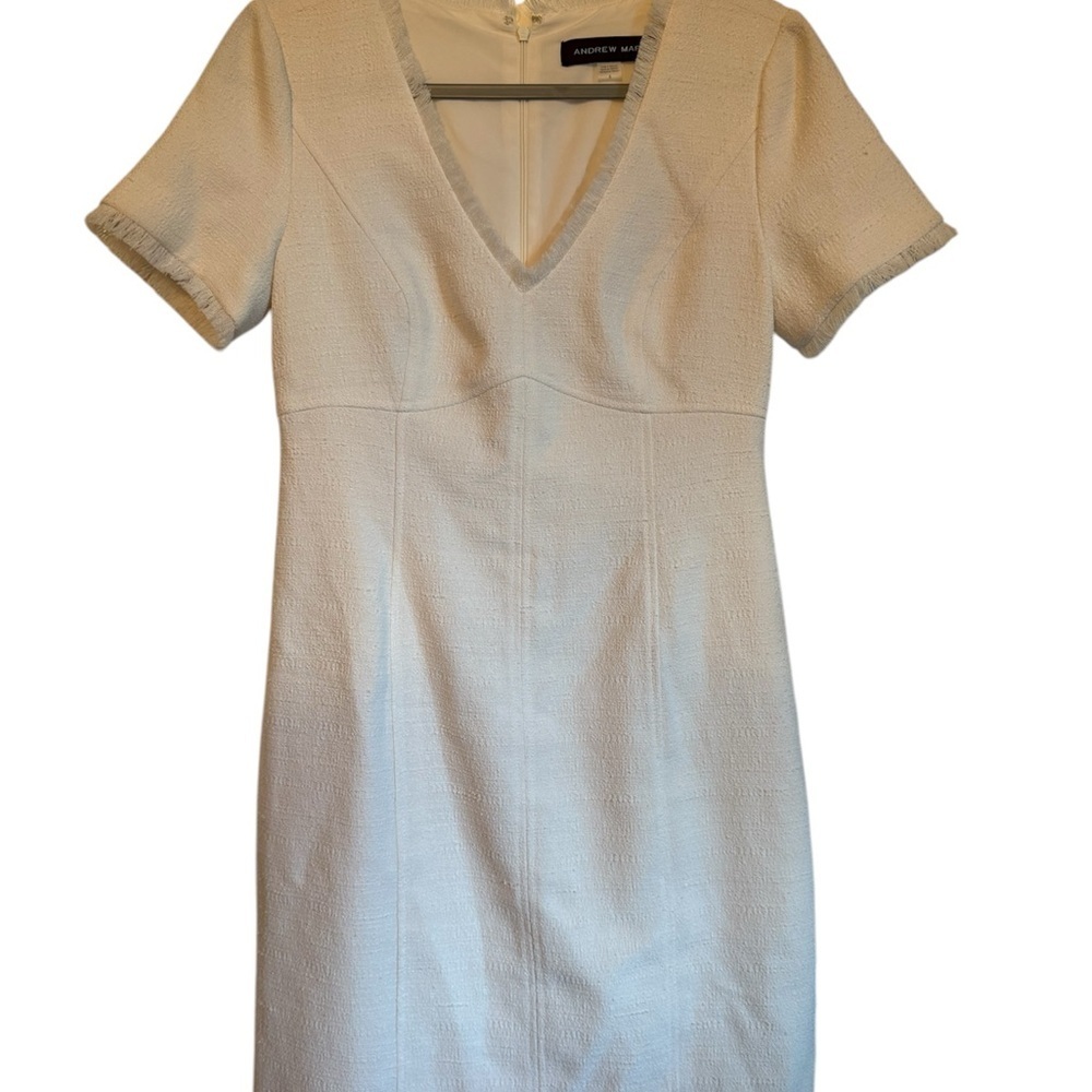 Andrew Marc Cream V-Neck Dress